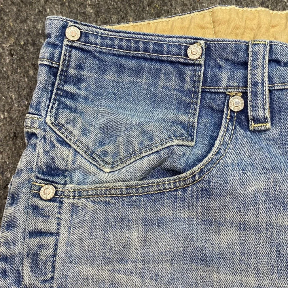 Levi Strauss Slim Straight Jeans Sz 34 Mens Blue Y2K Skater Side Seam Detail